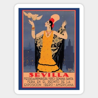 La Feria Sevilla / Fiestas de Primavera  Vintage Poster 1930 print Sticker